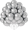 Metallic Silver Balloons 12 inch, 50 Pack Chrome Silver Latex Party Balloons Helium Quality for Birthday Graduation Baby Shower Disco Wedding Party Decorations (with Silver Ribbon)