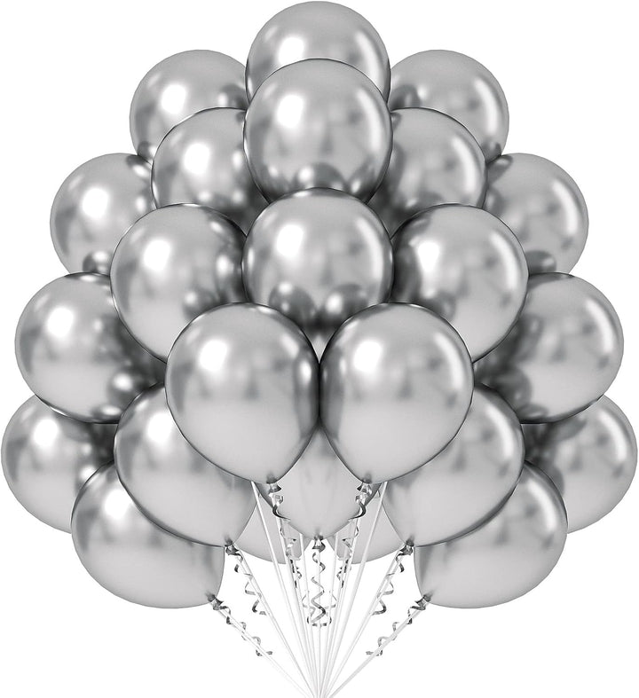 Metallic Silver Balloons 50 Pack Party Decorations