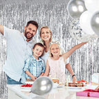 3ft x 6ft Silver Foil Fringe Curtains, Pack of 3 - Tinsel Backdrop for Birthday, Bachelorette, Baby Shower, Anniversary - Photo Booth Wall