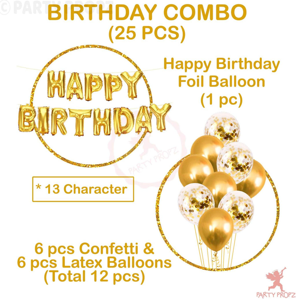 Golden Birthday Balloon Kit – 25Pcs