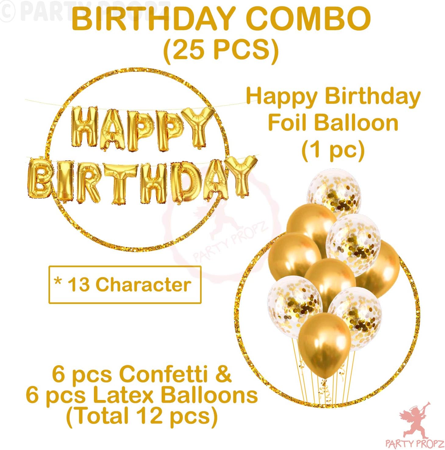 Golden Birthday Balloon Kit – 25Pcs