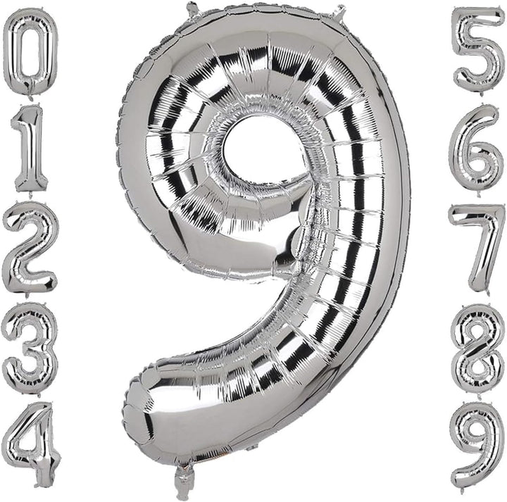 Silver Number 9 Foil Balloon 32 Inch Party Decoration
