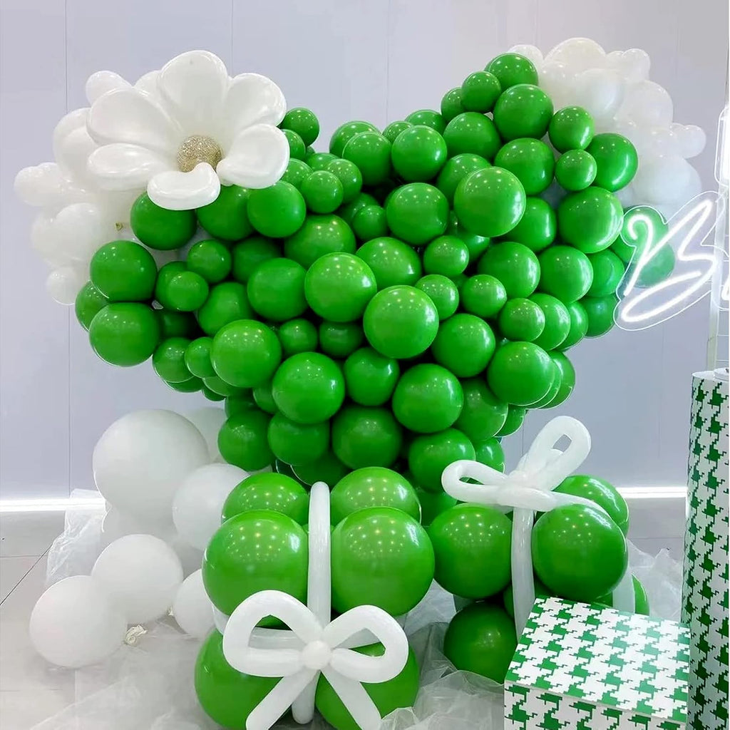 Green Balloons 12 inch, 50 Pack Green Latex Party Balloons Helium Quality for Birthday Graduation Baby Shower Jungle Christmas Party Decorations (with Green Ribbon)