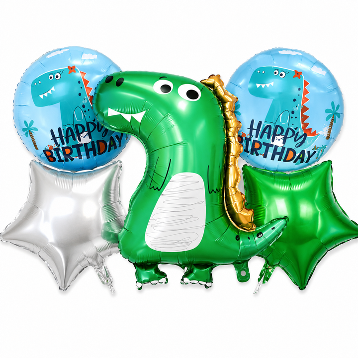 Dinosaur Theme 5 Pcs Foil Balloon Set – Decorative Balloons for Party Decorations
