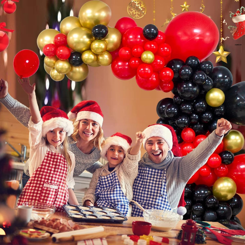 Golden Red Black Balloons - 100 pcs for Happy Birthday Balloon Decoration for Boys, Men, Husband/Balloon Garland Kit/Metallic Helium Balloons/Balloon Items for Décor
