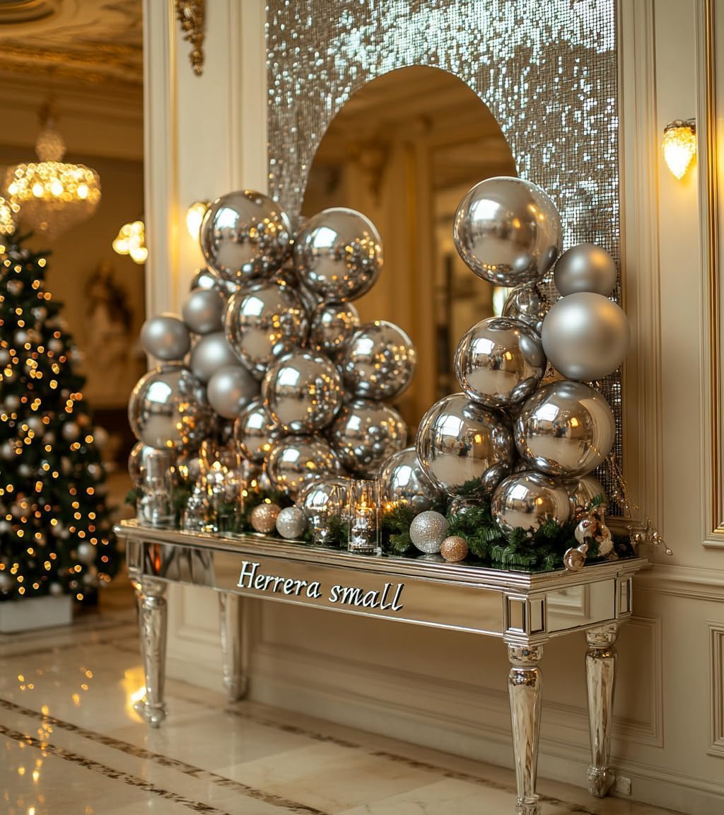 Silver Metallic Chrome Latex Balloons – 100 Pack, 12 inch Silver Round Helium Balloons for Wedding, Graduation, Anniversary, Baby Shower, and Birthday Party Decorations