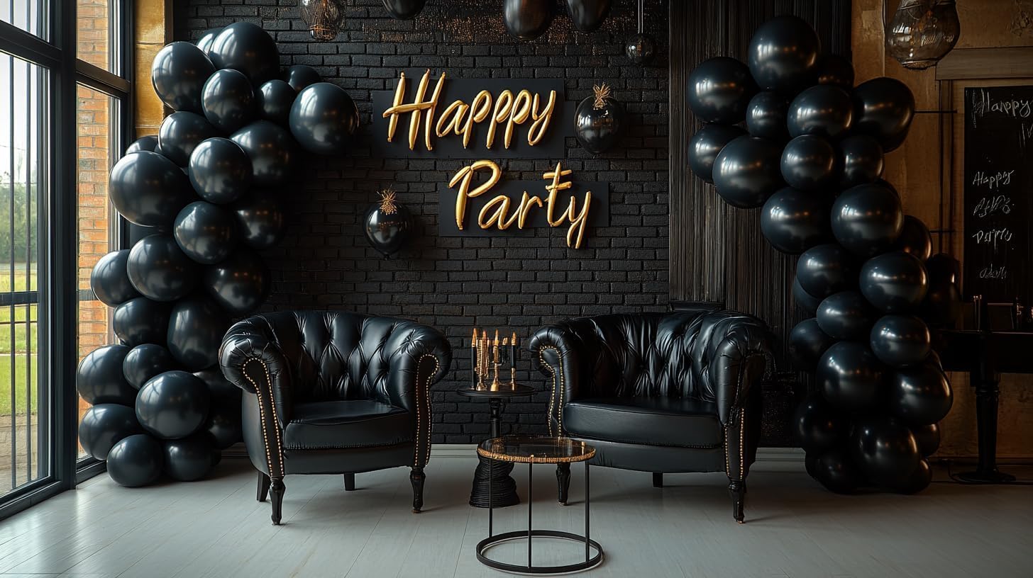 Black Balloons Latex Party Balloons – 100 Pack, 12 Inch Round Helium Balloons for Black Themed Wedding, Graduation, Anniversary, Birthday Party Backdrop Decorations