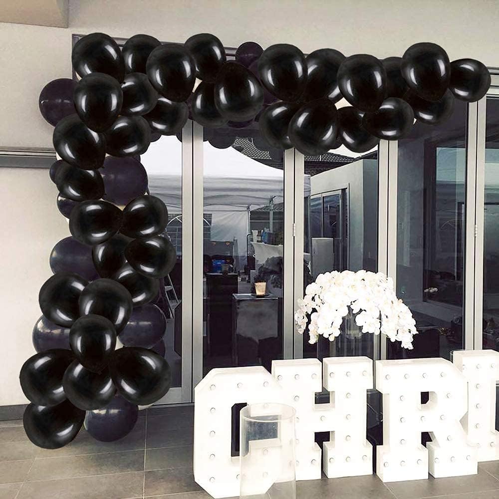 Black Balloons Latex Party Balloons, 100 pcs 12 Inches for Black Themed Wedding, Special Decoration, Birthday Party Backdrop