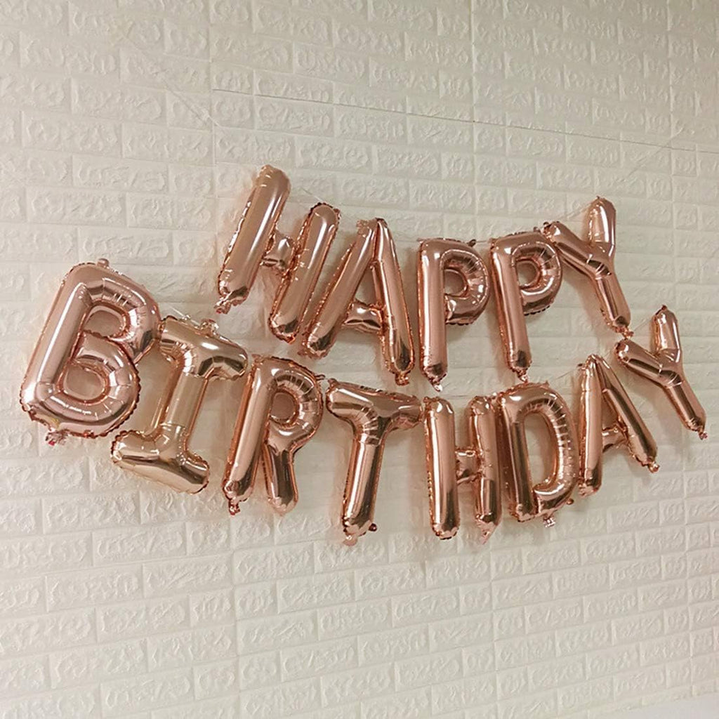 Happy Birthday Decoration Set – Rose Gold | 13pcs Letter 2pcs Star Foil, 4pcs Confetti, 11pcs Latex – Party Supplies for Birthday Celebrations
