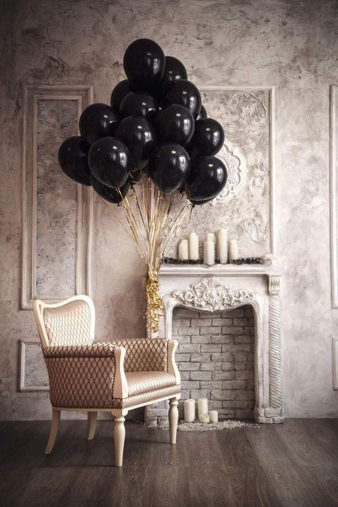 50 Pcs Black Metallic Balloons for Birthday, Anniversary, Baby Shower - Party Decorations for Kids