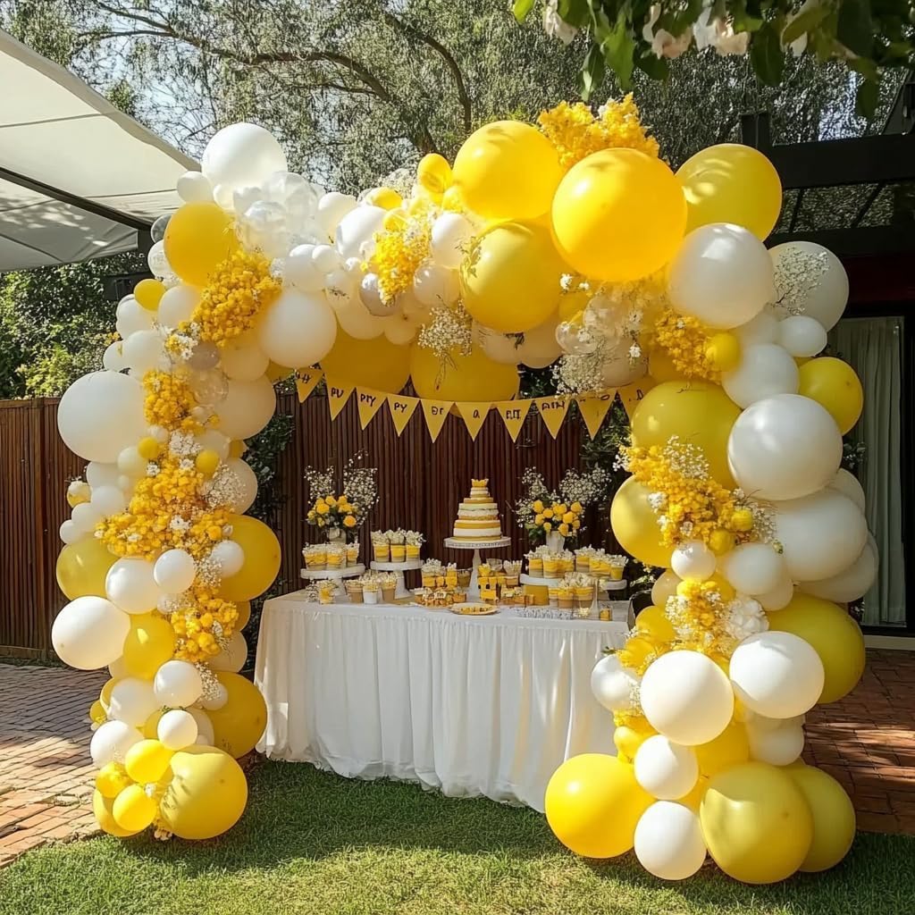 Yellow Balloons Latex Party Balloons - 100 Pack 12 inch Round Helium Yellow Balloons for Birthday Sunflower Party Decorations