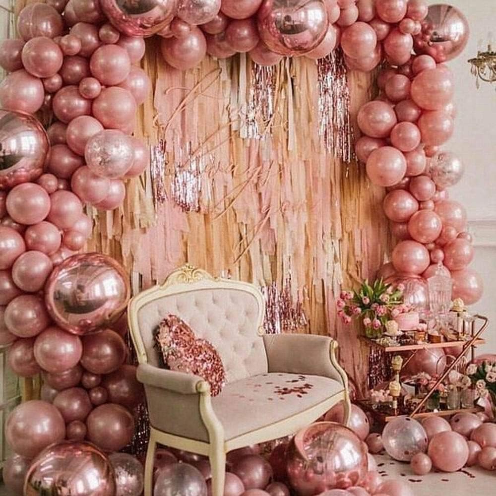 Rose Gold Metallic Balloons for Bachelorette Party Decoration, Birthday, Anniversary – Pack of 50