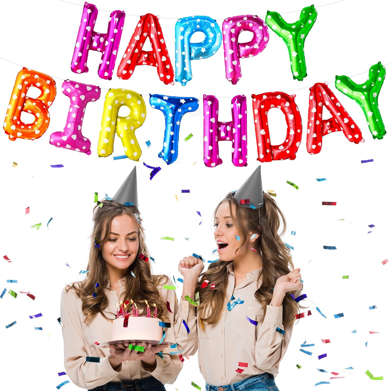 Rainbow Happy Birthday Balloon Banner - 16 Inch | Rainbow Balloons for Happy Birthday Decorations | Kids Theme Birthday Decorations |