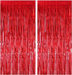 Foil Fringe Curtains 4ft x 6ft Backdrop - Metallic Tinsel Photo Booth Background for Birthday, Anniversary, Valentine, Christmas, Wedding, Bachelorette, Baby Shower - Pack of 2