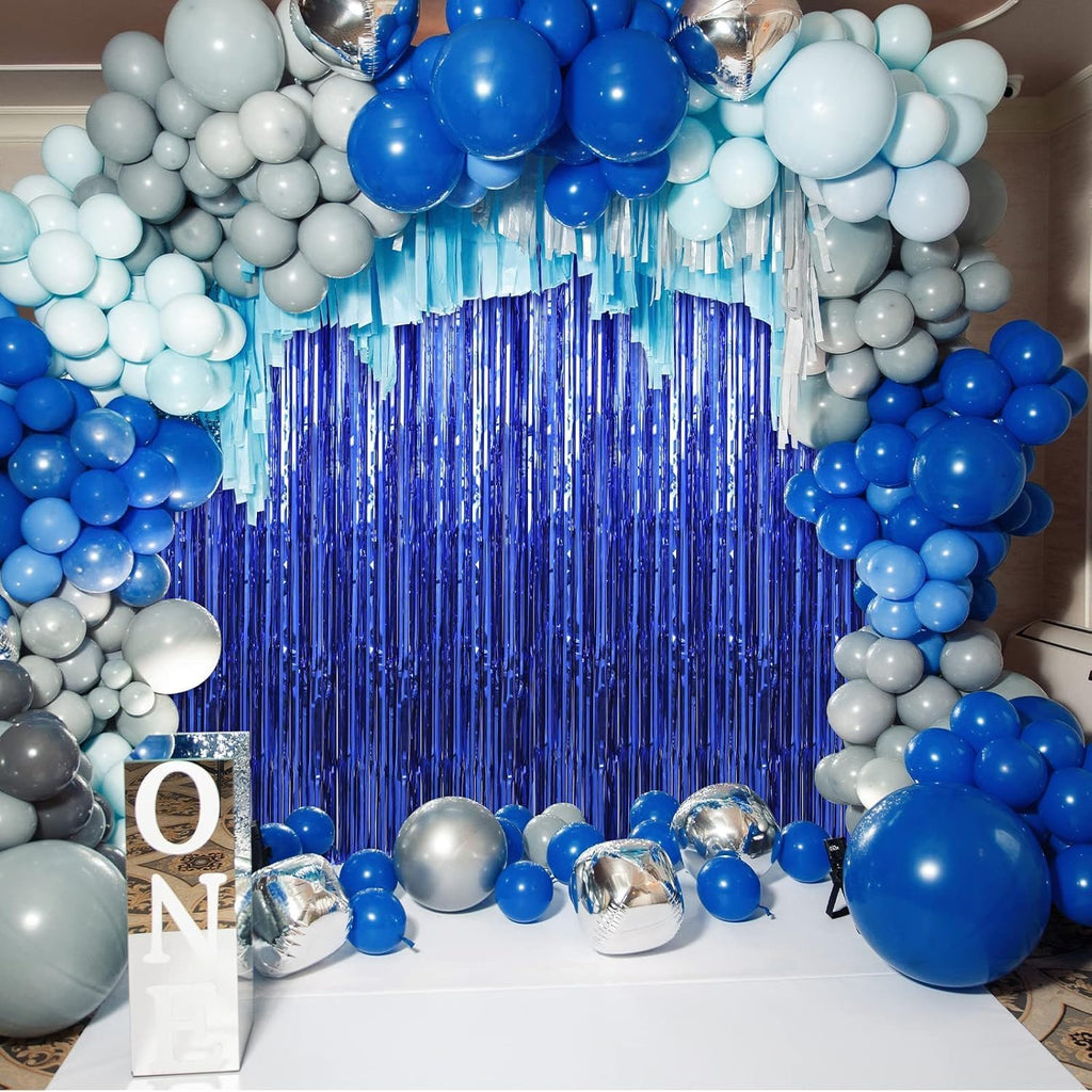 3 ft X 6 ft Metallic Tinsel Foil Fringe Curtains for Birthday, Wedding, Engagement, Bridal Shower, Baby Shower, Bachelorette, Holiday Celebration, Party Decorations (Pack of 3, Royal Blue)