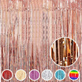 Rose Gold Foil Fringe Curtains – 3x6 Ft Shimmer Backdrop for Birthday, Anniversary, Baby Shower, Bridal Shower, Bachelorette, Photo Booth Decor – Pack of 3