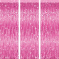 Birthday Foil Curtain – Pack of 3, Pink, Size 3ft x 6ft | Fringe Curtains for Party Decoration, Anniversary, Bachelorette, Baby Shower, Bridal Shower