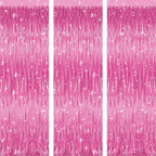 Birthday Foil Curtain – Pack of 3, Pink, Size 3ft x 6ft | Fringe Curtains for Party Decoration, Anniversary, Bachelorette, Baby Shower, Bridal Shower