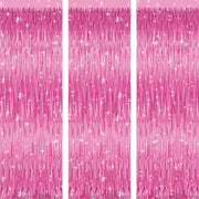 3Pcs Blue Foil Fringe Curtain Shimmer Backdrop for Birthday Party
