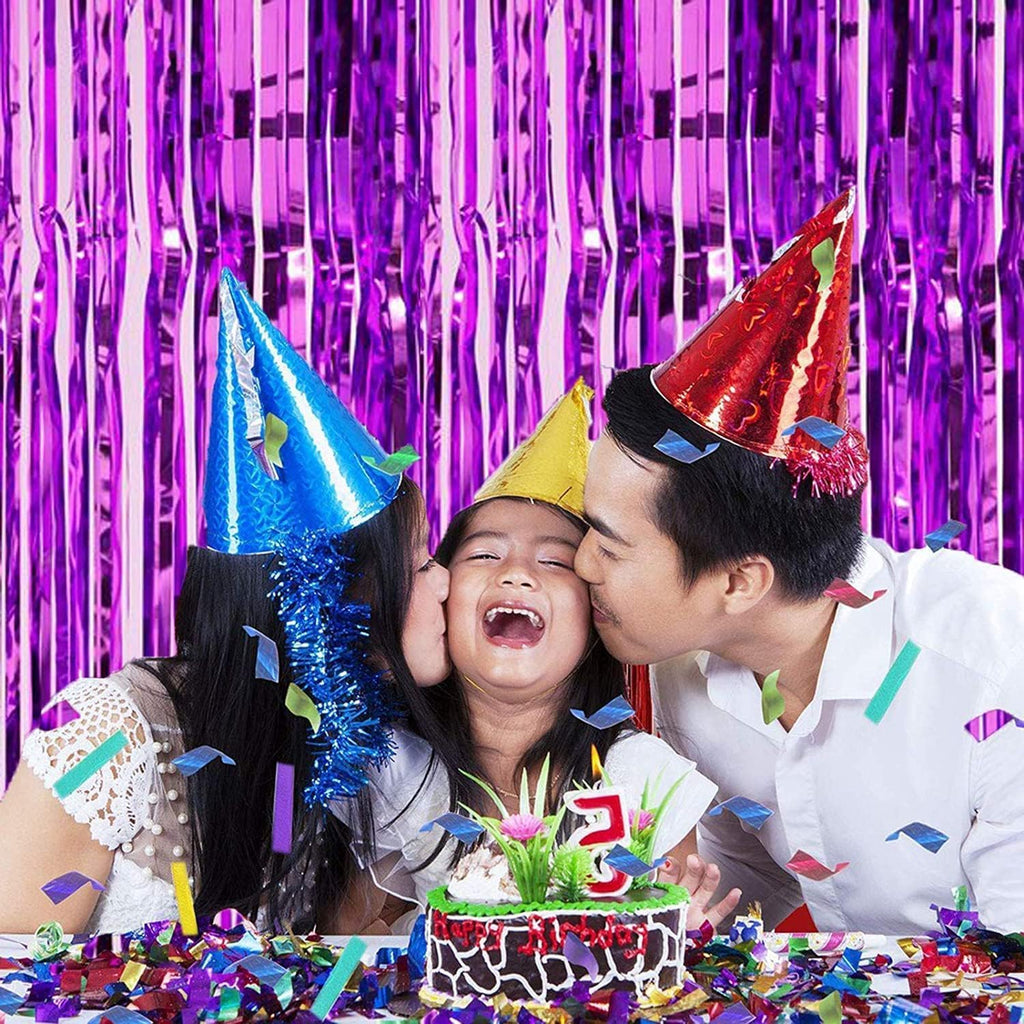 Foil Curtain/Foil Fringe Curtain/Party Decorations/Fringe Curtain/Foil Fringe Streamers/Tinsel Backdrop for Birthday, Baby Shower (SET OF 2)