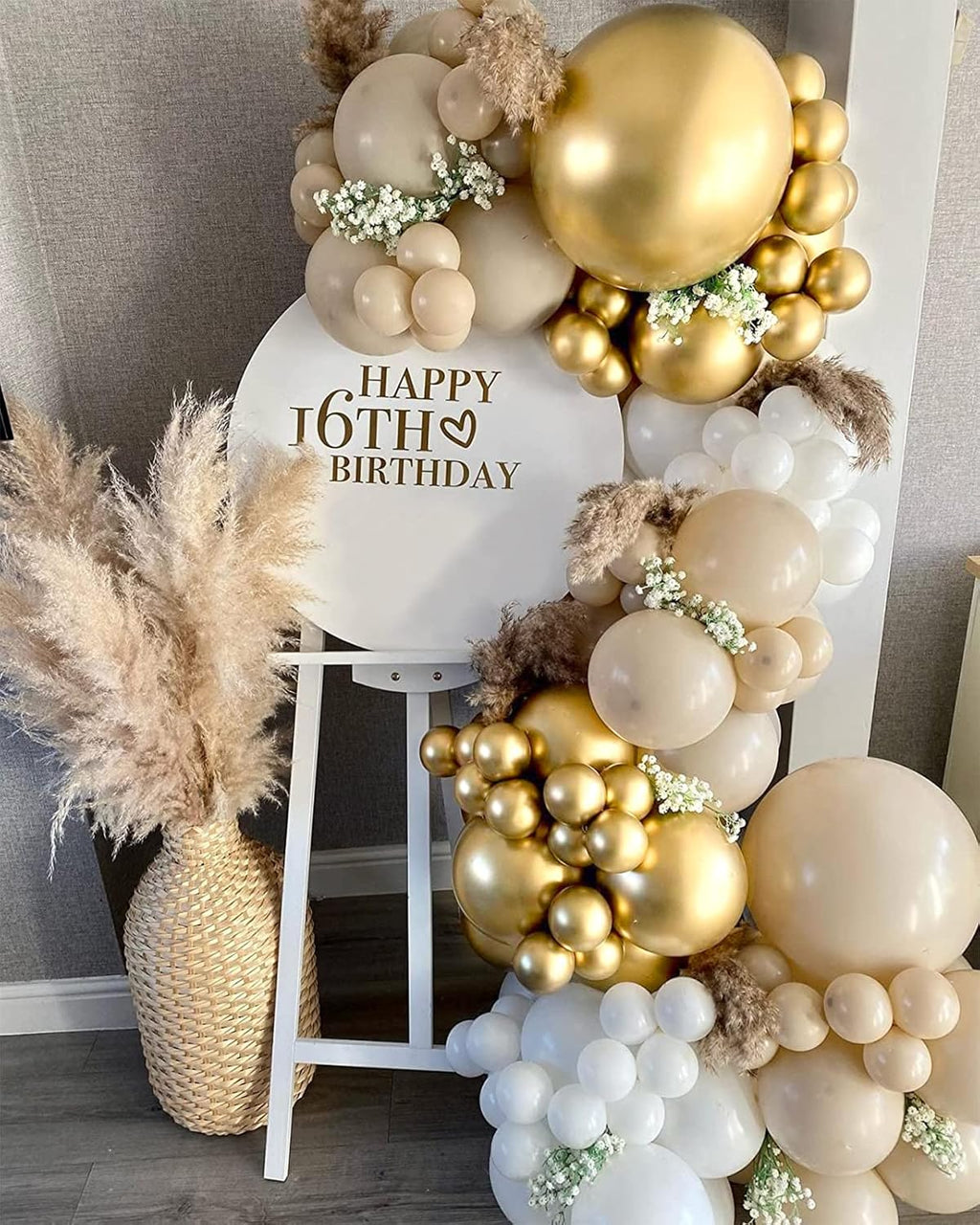 Metallic Gold Balloons 12 inch, 50 Pack Chrome Gold Latex Party Balloons Helium Quality for Birthday Graduation Baby Shower Wedding Party Decorations (with Gold Ribbon)