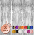 3ft x 6ft Silver Foil Fringe Curtains, Pack of 3 - Tinsel Backdrop for Birthday, Bachelorette, Baby Shower, Anniversary - Photo Booth Wall