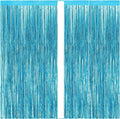 3 ft x 6 ft Metallic Tinsel Foil Fringe Curtains for Birthday, Wedding, Engagement, Bridal Shower, Baby Shower, Bachelorette, Holiday Celebration Party Decorations (Pack of 2, Sky Blue) Add a shimmer
