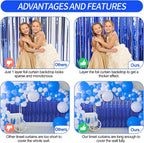 3 ft X 6 ft Metallic Tinsel Foil Fringe Curtains for Birthday, Wedding, Engagement, Bridal Shower, Baby Shower, Bachelorette, Holiday Celebration, Party Decorations (Pack of 3, Royal Blue)