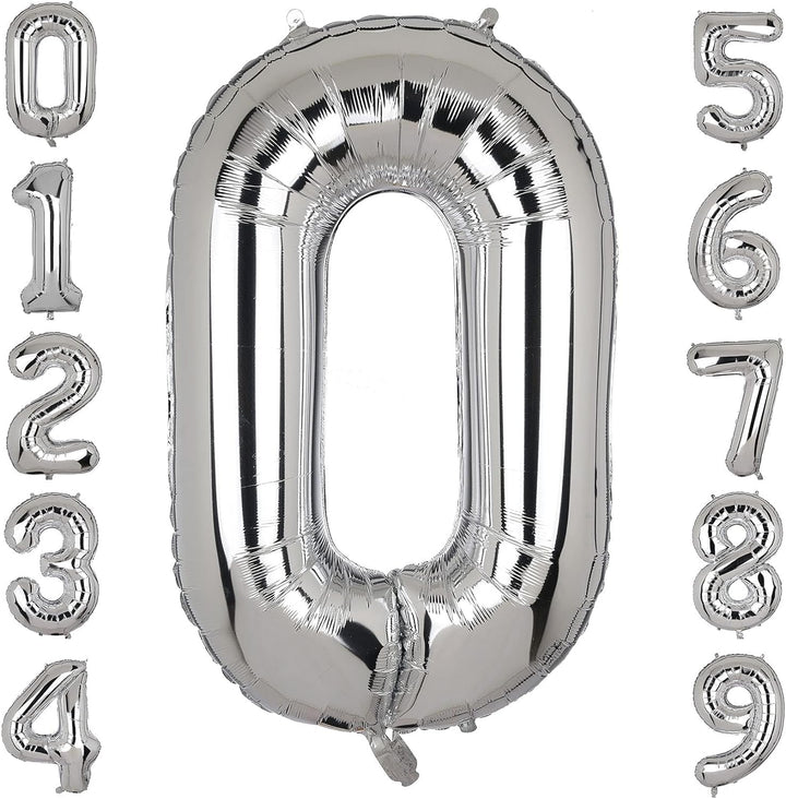 Silver Number 0 Foil Balloon 32 Inch Party Decoration