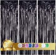 3Pcs Blue Foil Fringe Curtain Shimmer Backdrop for Birthday Party