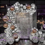 Metallic Silver Balloons 12 inch, 50 Pack Chrome Silver Latex Party Balloons Helium Quality for Birthday Graduation Baby Shower Disco Wedding Party Decorations (with Silver Ribbon)