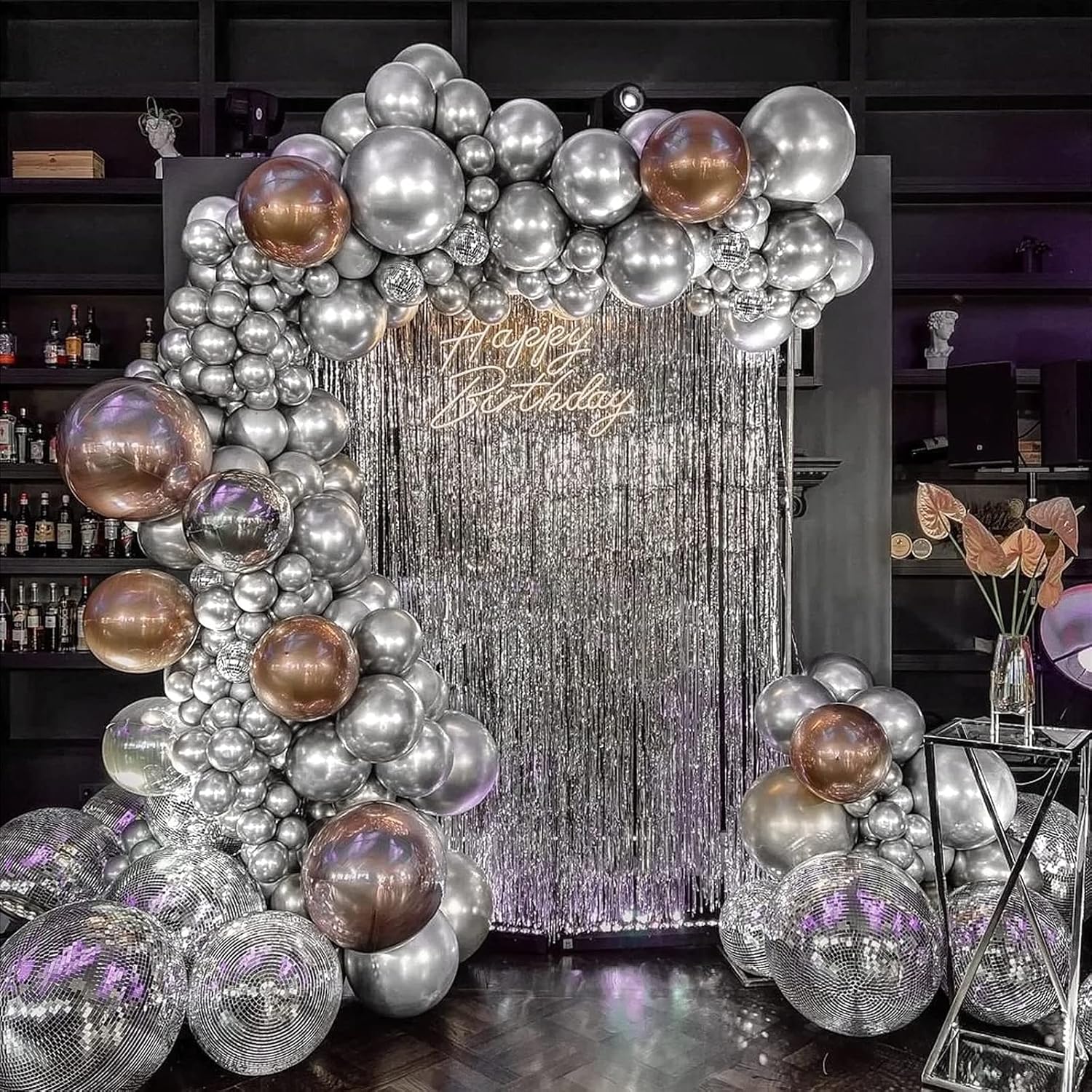 Metallic Silver Balloons 12 inch, 50 Pack Chrome Silver Latex Party Balloons Helium Quality for Birthday Graduation Baby Shower Disco Wedding Party Decorations (with Silver Ribbon)