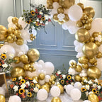 Metallic Gold Balloons 12 inch, 50 Pack Chrome Gold Latex Party Balloons Helium Quality for Birthday Graduation Baby Shower Wedding Party Decorations (with Gold Ribbon)