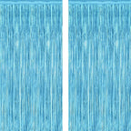 3 ft x 6 ft Metallic Tinsel Foil Fringe Curtains for Birthday, Wedding, Engagement, Bridal Shower, Baby Shower, Bachelorette, Holiday Celebration Party Decorations (Pack of 2, Sky Blue) Add a shimmer