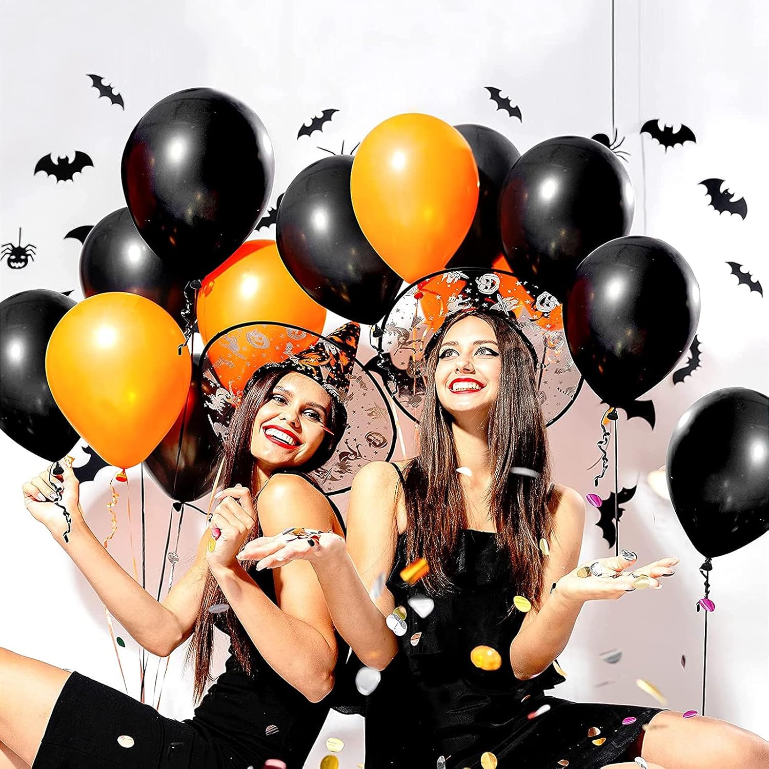 Black Balloons - 12 inch, 50 Pack Latex Party Balloons for Birthday, Graduation, Baby Shower, Halloween, Father's Day - Includes Black Ribbon
