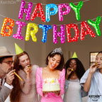 Rainbow Happy Birthday Balloon Banner - 16 Inch | Rainbow Balloons for Happy Birthday Decorations | Kids Theme Birthday Decorations |