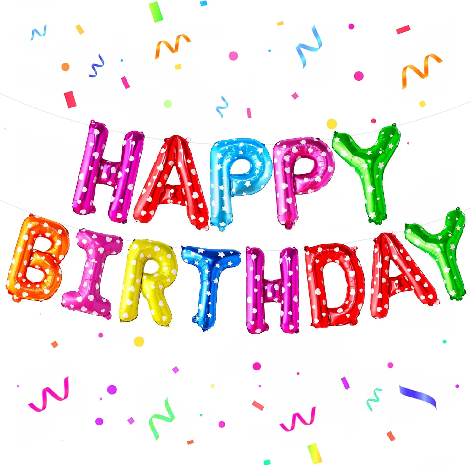 Rainbow Happy Birthday Balloon Banner - 16 Inch | Rainbow Balloons for Happy Birthday Decorations | Kids Theme Birthday Decorations |