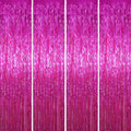 4 Pcs Pink Foil Fringe Curtains – Size: 3ft x 6ft Each | Party Decoration for Birthday, Anniversary, Bachelorette, Baby Shower, Bridal Shower – Pack of 4