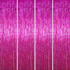 4 Pcs Pink Foil Fringe Curtains – Size: 3ft x 6ft Each | Party Decoration for Birthday, Anniversary, Bachelorette, Baby Shower, Bridal Shower – Pack of 4