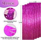 4 Pcs Pink Foil Fringe Curtains – Size: 3ft x 6ft Each | Party Decoration for Birthday, Anniversary, Bachelorette, Baby Shower, Bridal Shower – Pack of 4