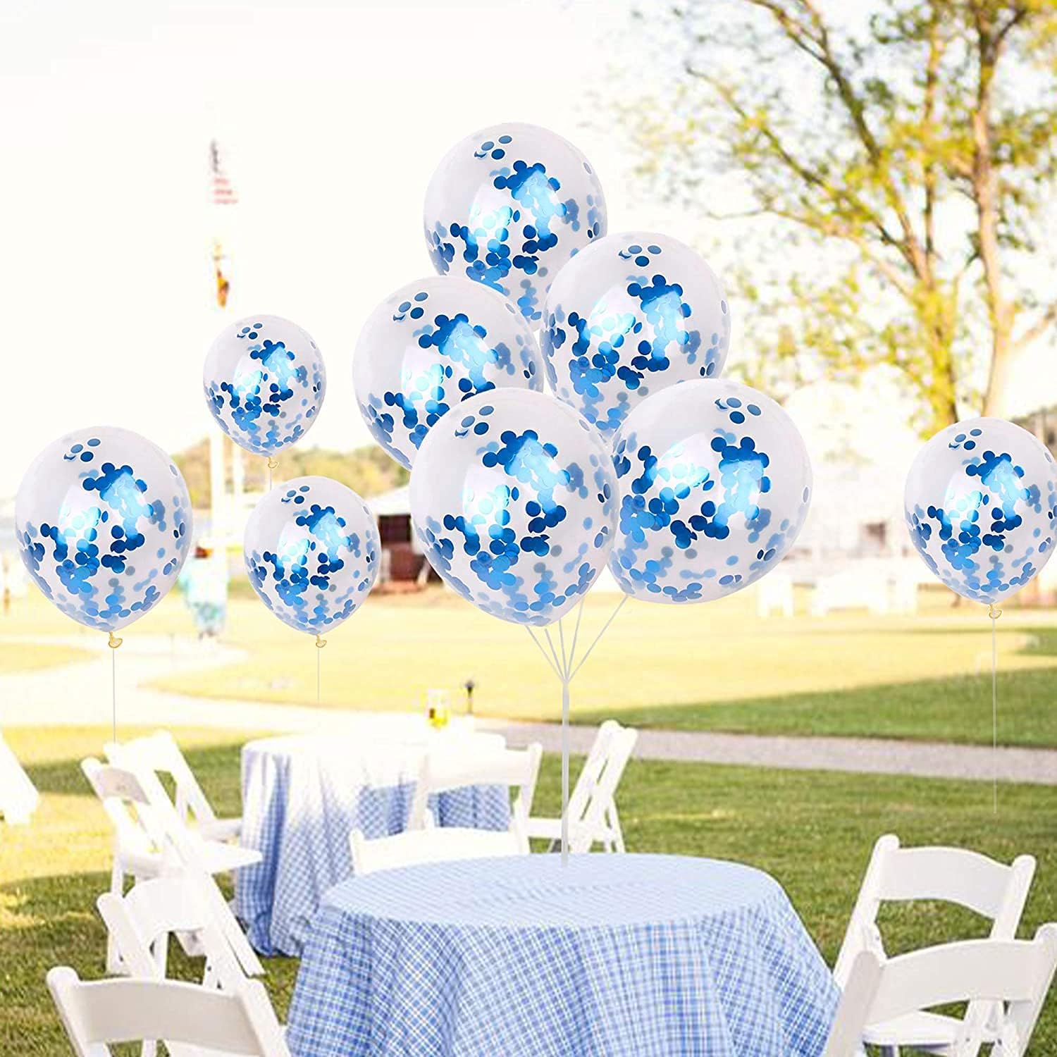 Blue Confetti Balloons For Birthday Decoration Party Theme Supplies | Baby Shower Decoration, Wedding Décor, Anniversary Balloons for Decorations Items Pack of 50 Pcs