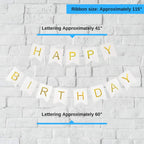 White Happy Birthday Banner For birthday decoration Men Women Adults Kids, Party Supplies Party Decorations