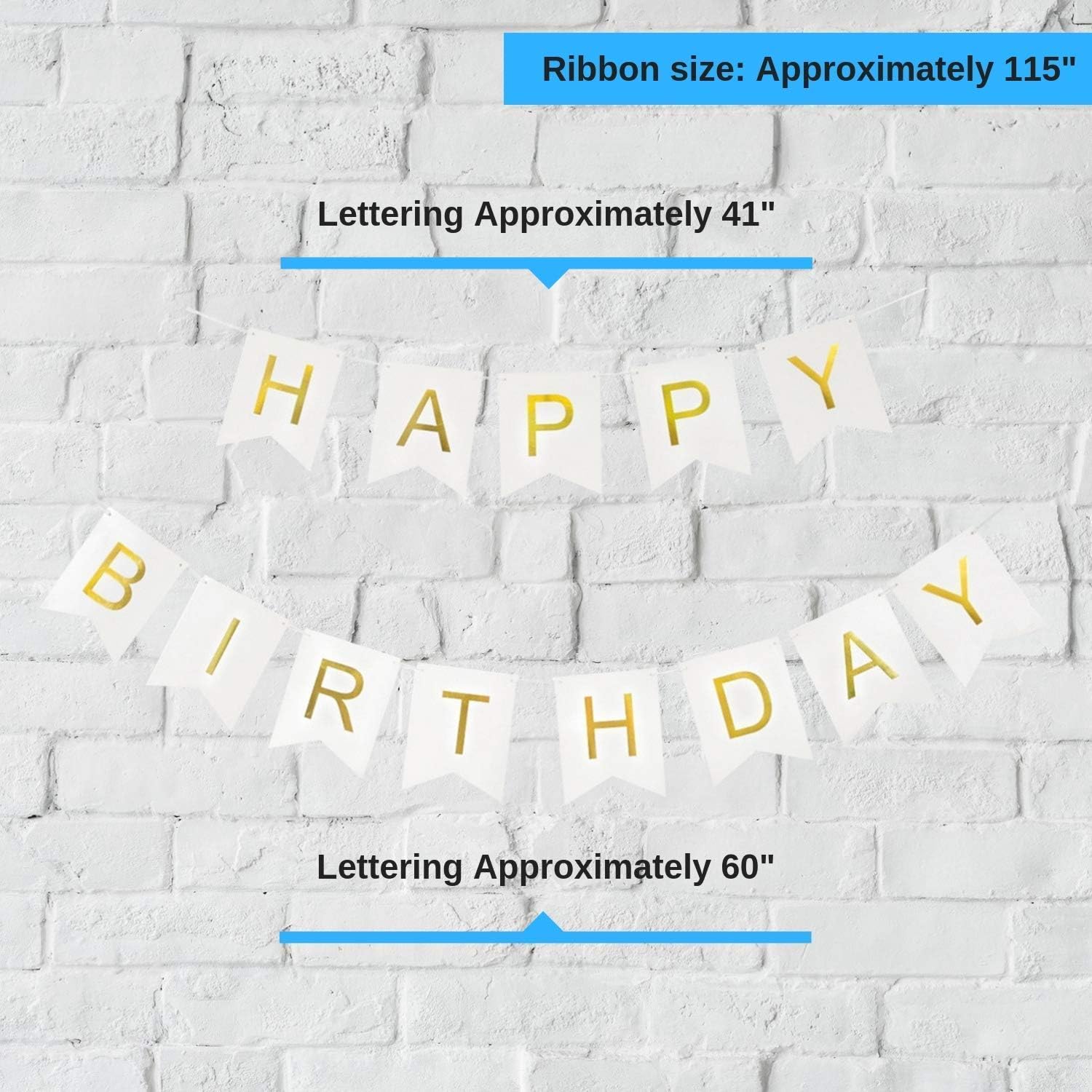 White Happy Birthday Banner For birthday decoration Men Women Adults Kids, Party Supplies Party Decorations