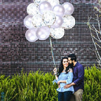 Silver and Silver Confetti Latex Balloons Kit - Pack of 30 | Latex Silver and Confetti Balloons for Birthday | Shiny Silver Confetti Balloons for Wedding Decorations, Anniversary, Bridal, Baby Shower