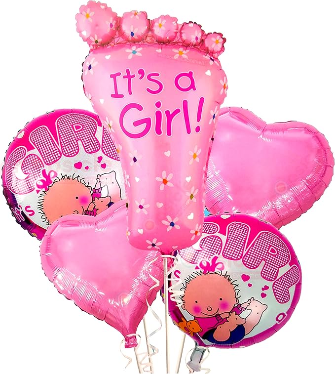 Foot Girl Pink Theme 5 Pcs Foil Balloon Set – Decorative Balloons for Party Decorations
