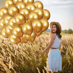 Golden Metallic Balloons for Decoration, Shiny Gold Latex Balloons for Birthday, Anniversary, Wedding, Baby Shower, Bachelorette, Festival Decor – Pack of 50