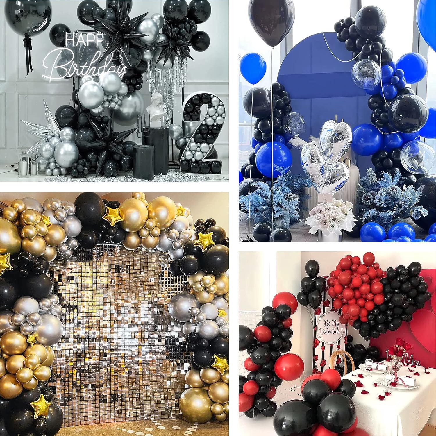 Black Balloons - 12 inch, 50 Pack Latex Party Balloons for Birthday, Graduation, Baby Shower, Halloween, Father's Day - Includes Black Ribbon