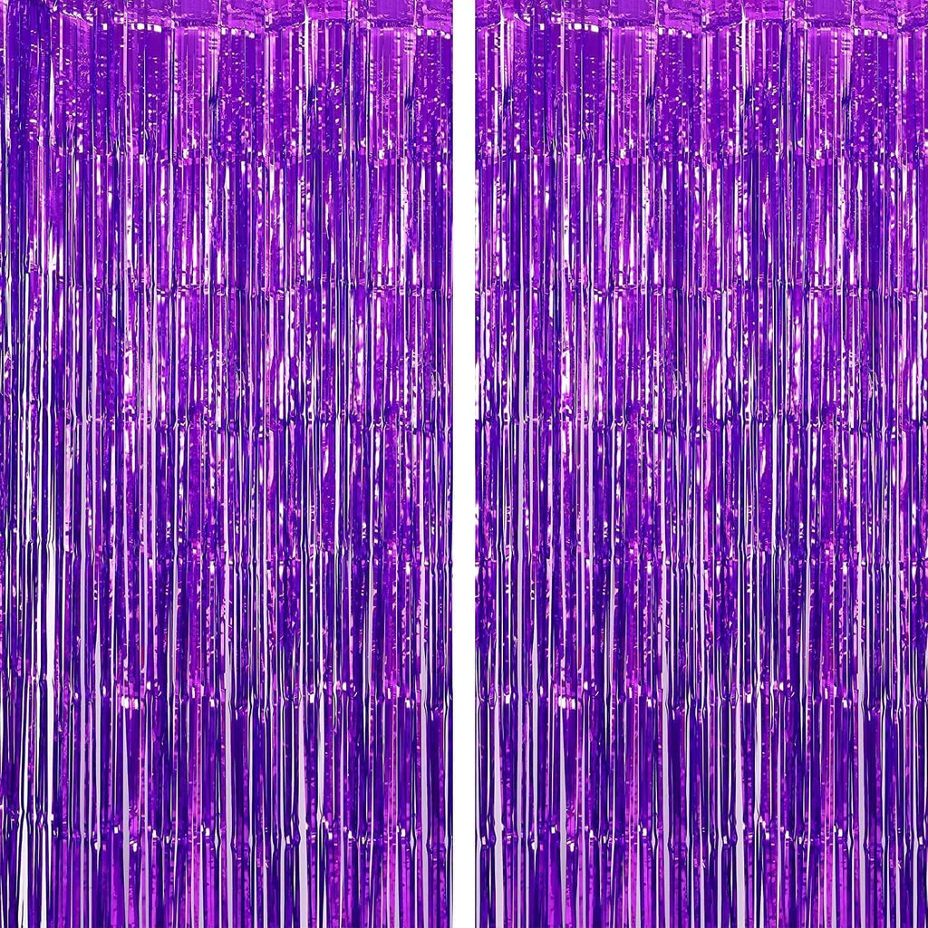 Foil Curtain/Foil Fringe Curtain/Party Decorations/Fringe Curtain/Foil Fringe Streamers/Tinsel Backdrop for Birthday, Baby Shower (SET OF 2)