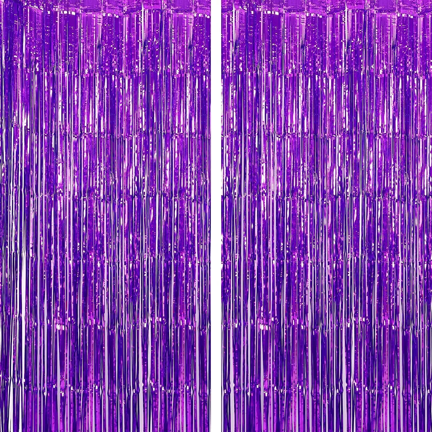 Foil Curtain/Foil Fringe Curtain/Party Decorations/Fringe Curtain/Foil Fringe Streamers/Tinsel Backdrop for Birthday, Baby Shower (SET OF 2)