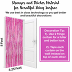 Iridescent Pink Backdrop Curtain - 3.2x8 Feet, Pack of 2 | Foil Streamers for Girls Party Decorations | Graduation Decorations 2025 | Easter Decorations | Bachelorette Party Decoration